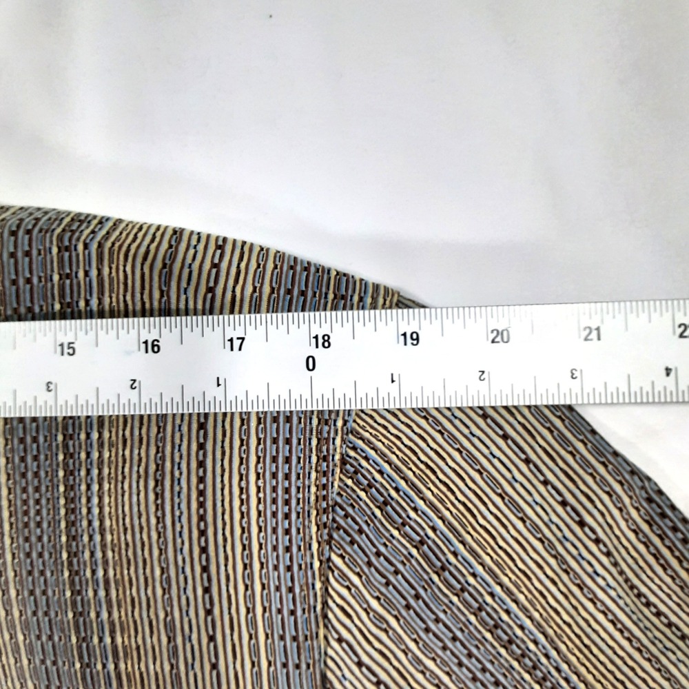 Jhane Barnes Men XL Jacquard Art Deco Textured Shirt Tan Blue Vertical Stripe - Picture 4 of 12